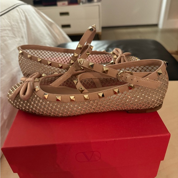 VALENTINO GARAVANI ROCKSTUD MESH BALLERINA WITH CRYSTALS - Picture 6 of 12